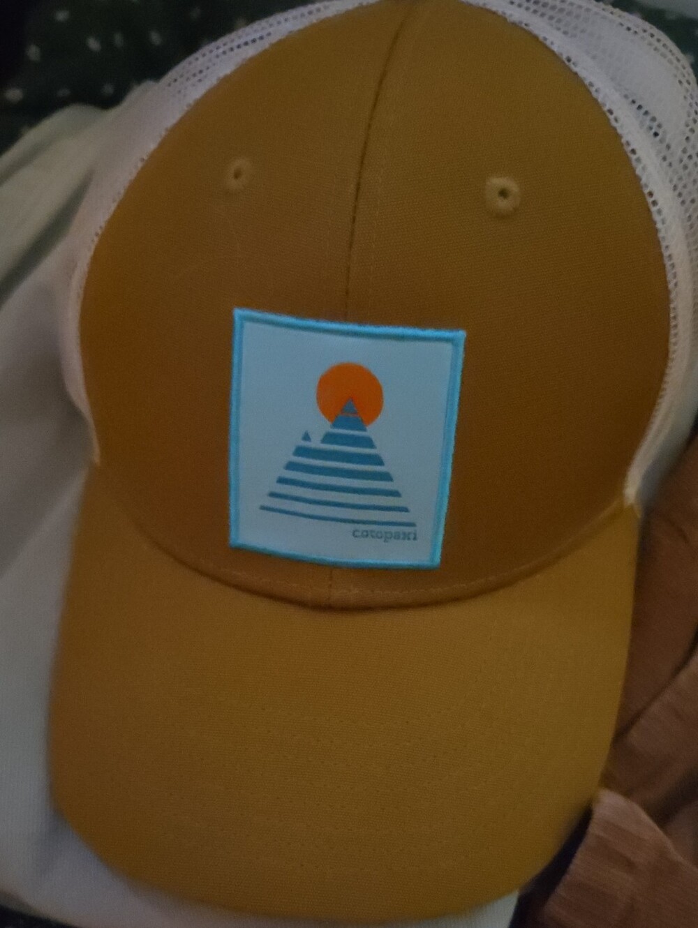 cotopaxi Mustard Patch Trucker Hat with White Mesh